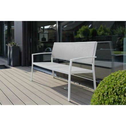 Stern Gartenbank "Allround", Gestell Aluminium weiß, Sitz- und Rückenfläche Textilgewebe silber