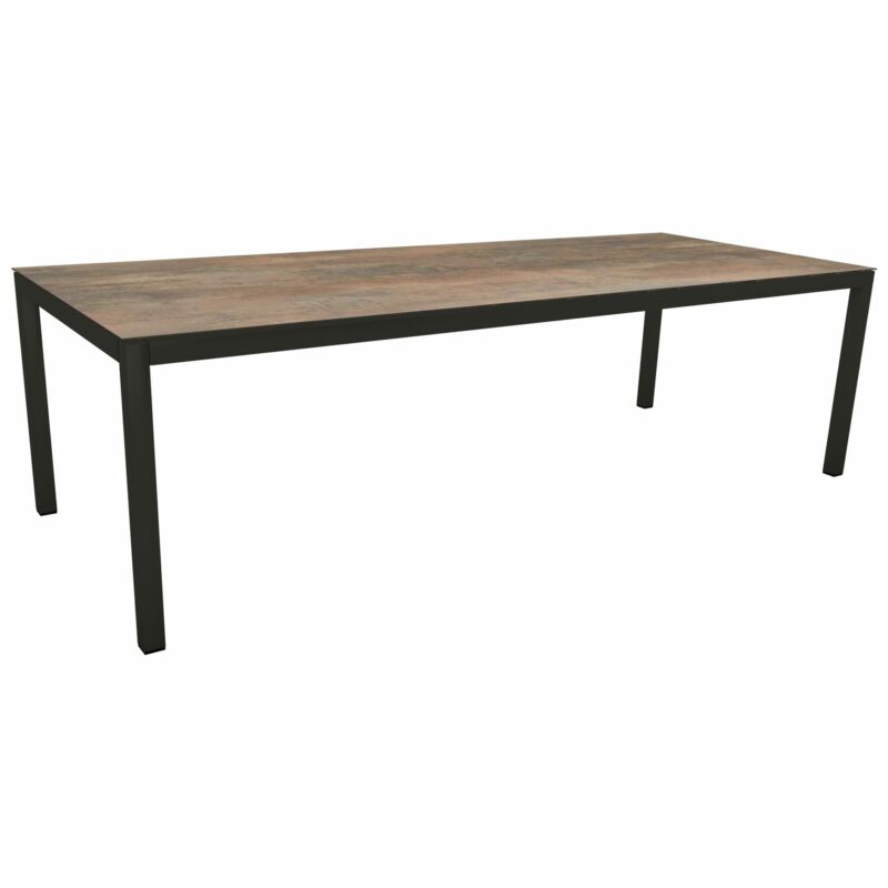 Stern Gartentisch, Gestell Aluminium schwarz matt, Tischplatte HPL Ferro, 250x100cm