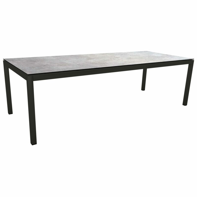 Stern Gartentisch, Gestell Aluminium schwarz matt, Tischplatte HPL Metallic Grau, 250x100cm