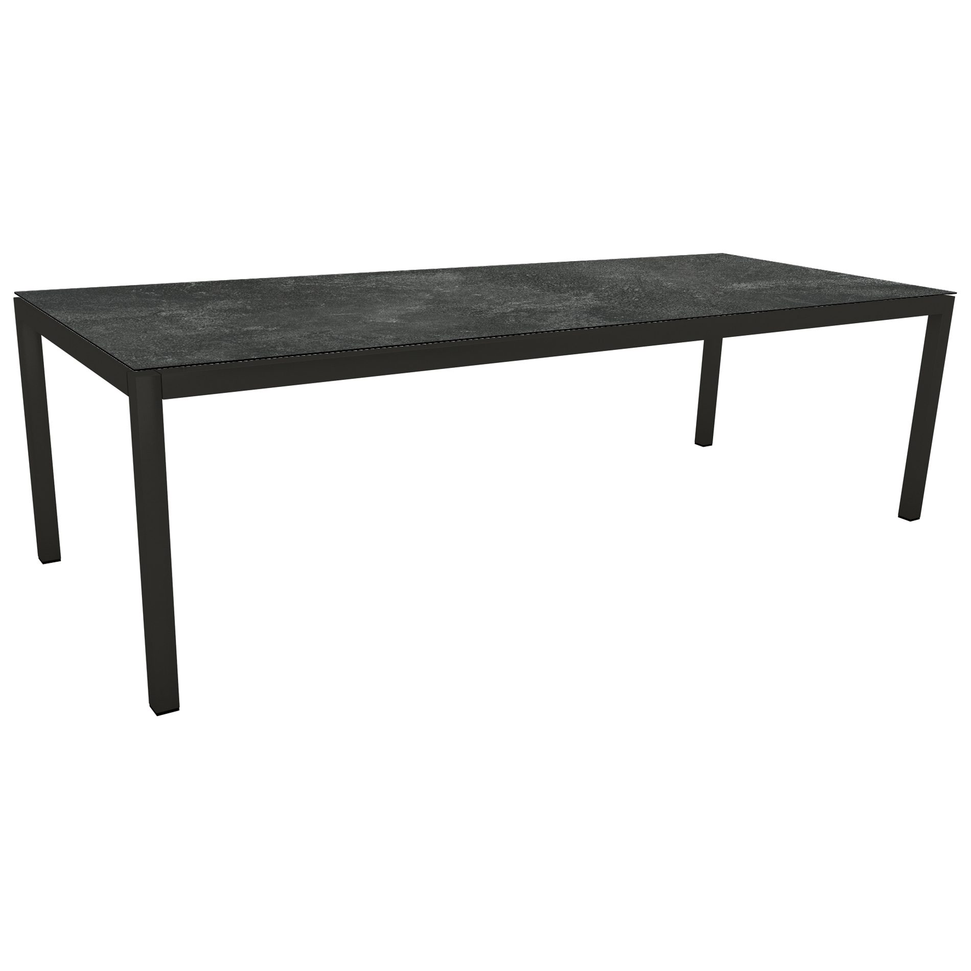Stern Gartentisch, Gestell Aluminium schwarz matt, Tischplatte HPL Slate, 250x100cm