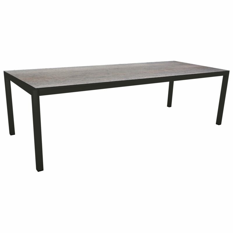 Stern Gartentisch, Gestell Aluminium schwarz matt, Tischplatte HPL Smoky, 250x100cm