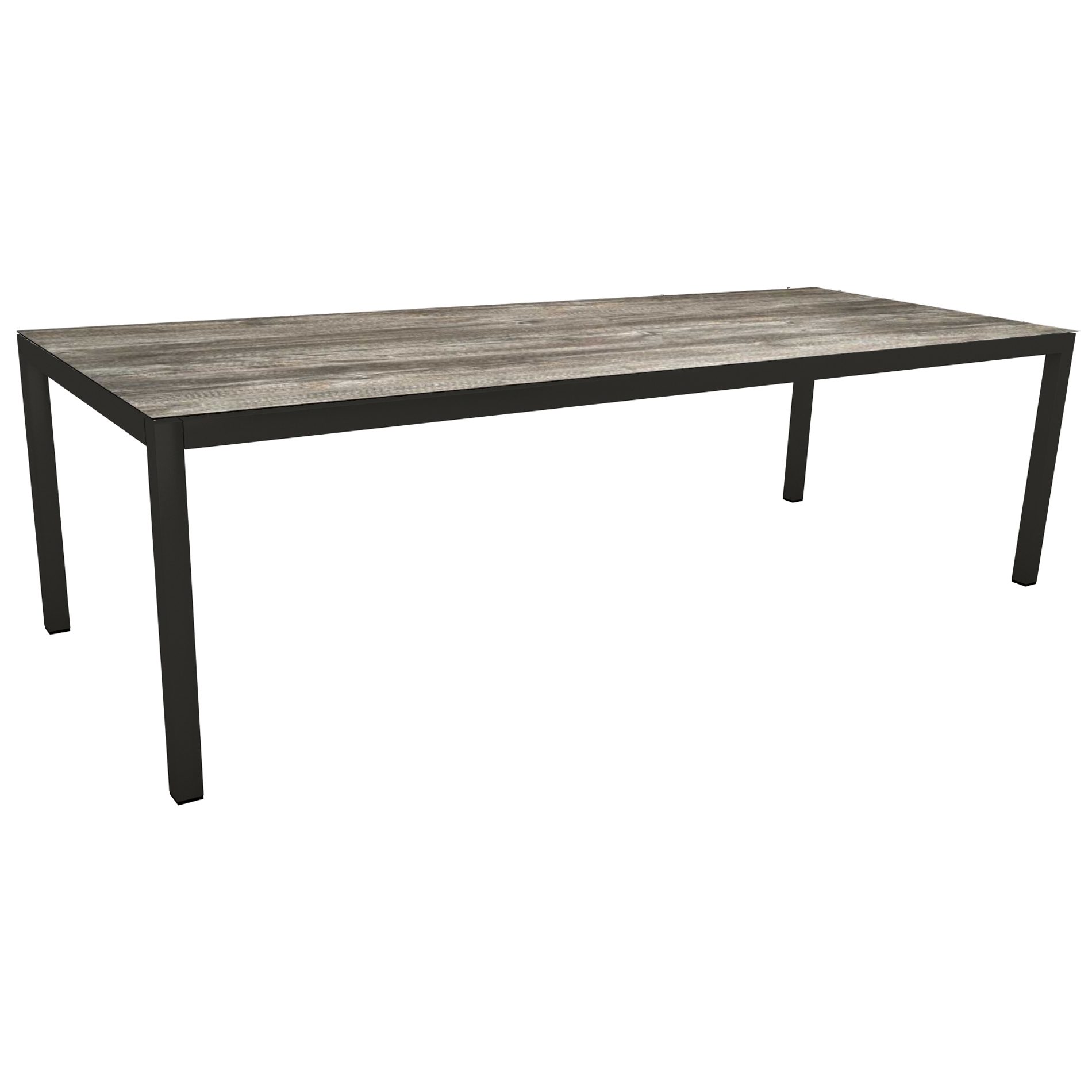 Stern Gartentisch, Gestell Aluminium schwarz matt, Tischplatte HPL Tundra Grau, 250x100cm