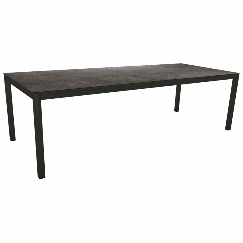 Stern Gartentisch, Gestell Aluminium schwarz matt, Tischplatte HPL Vintage Grau, 250x100cm