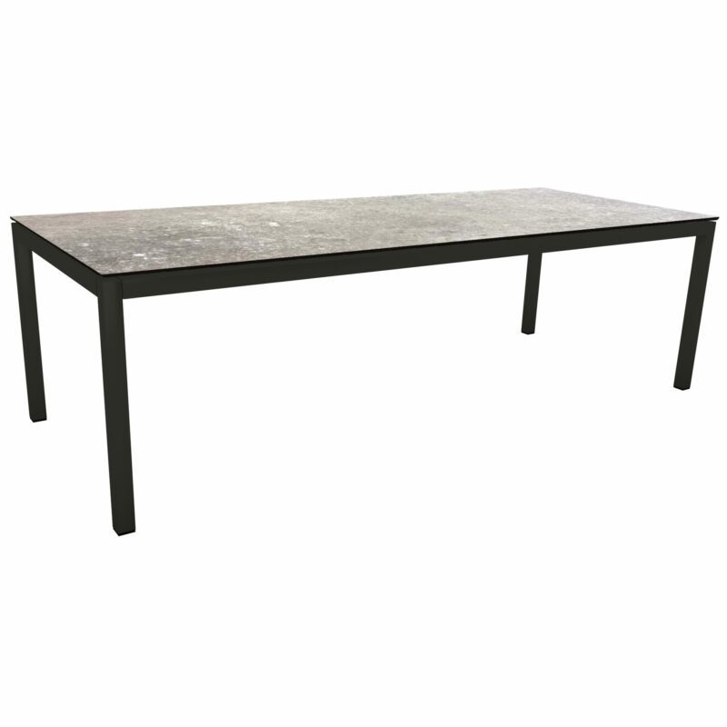 Stern Gartentisch, Gestell Aluminium schwarz matt, Tischplatte HPL Vintage Stone, 250x100cm