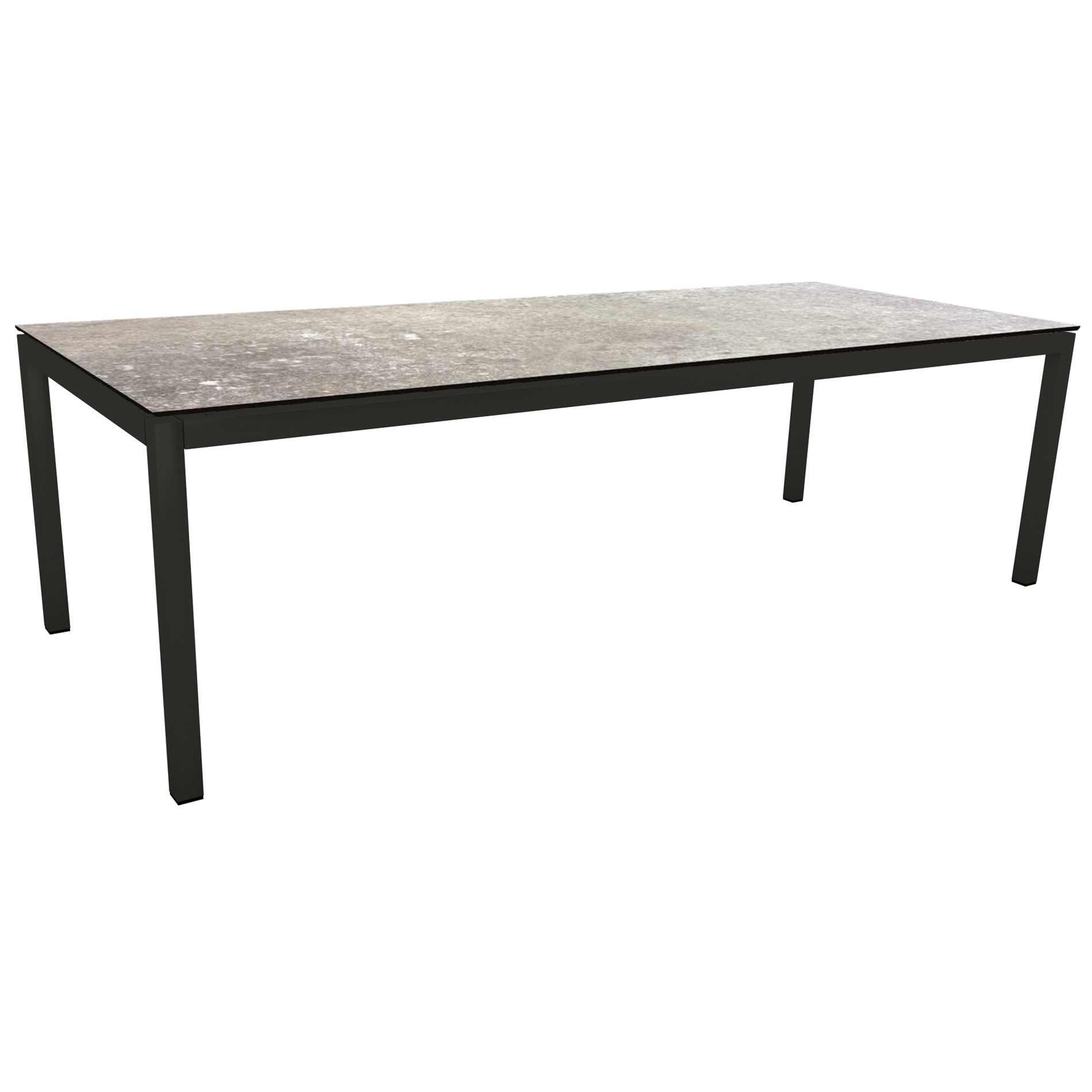 Stern Gartentisch, Gestell Aluminium schwarz matt, Tischplatte HPL Vintage Stone, 250x100cm