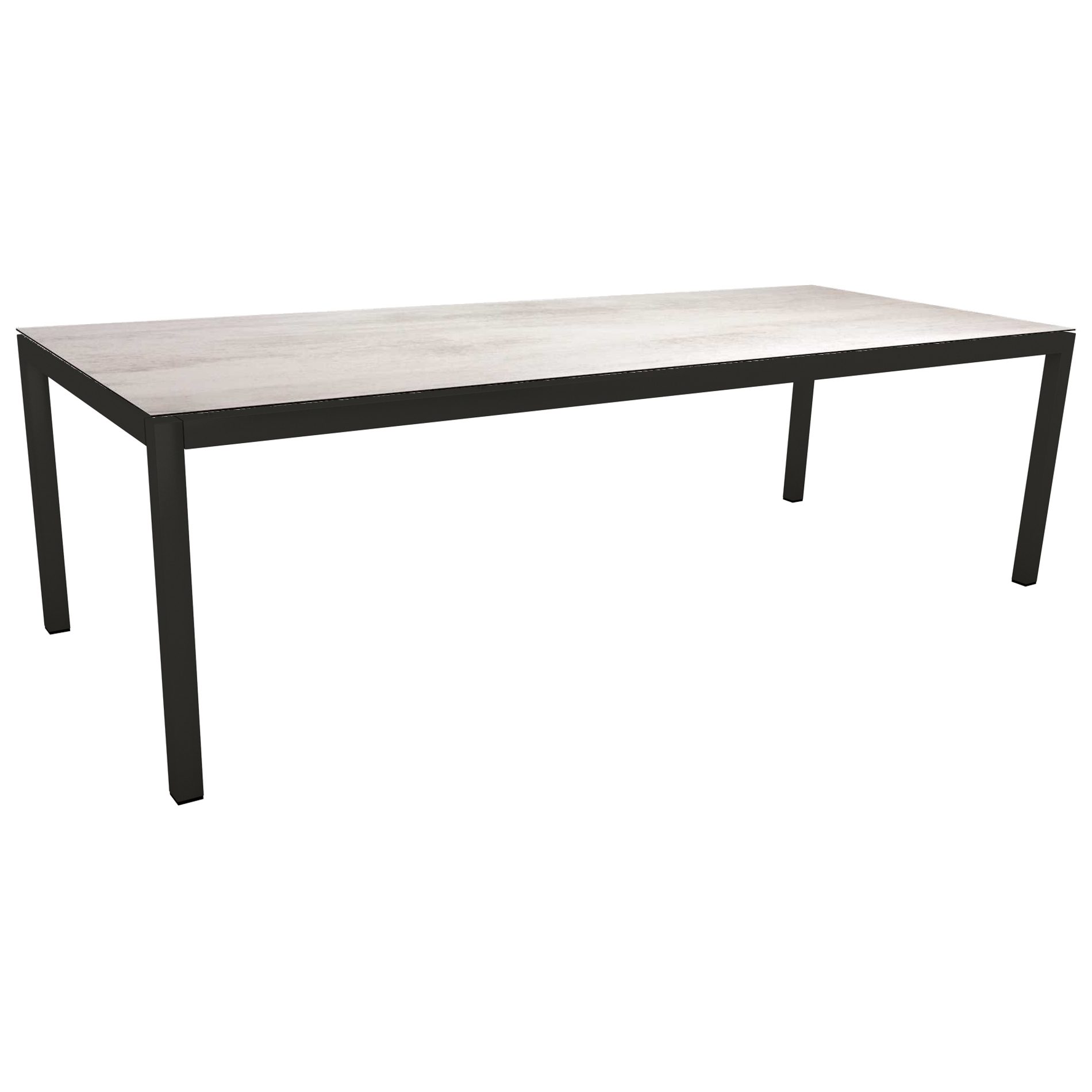 Stern Gartentisch, Gestell Aluminium schwarz matt, Tischplatte HPL Zement hell, 250x100cm