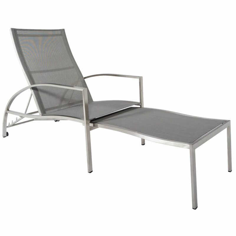 Jati&Kebon "Jona" Deckchair, Edelstahlgestell, Textilbespannung silber