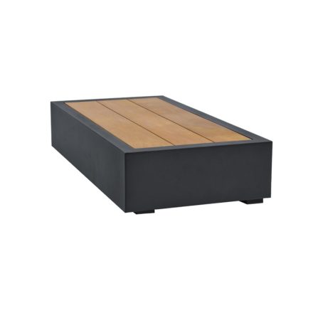 Jati&Kebon "Bari" Loungetisch klein, Aluminium eisengrau, Tischplatte Teakholz