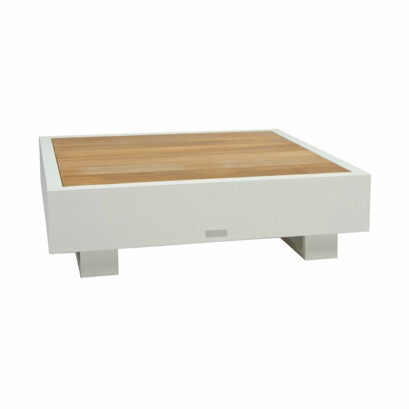 Jati&Kebon "Bari" Loungetisch, Aluminium weiß, Tischplatte Teakholz