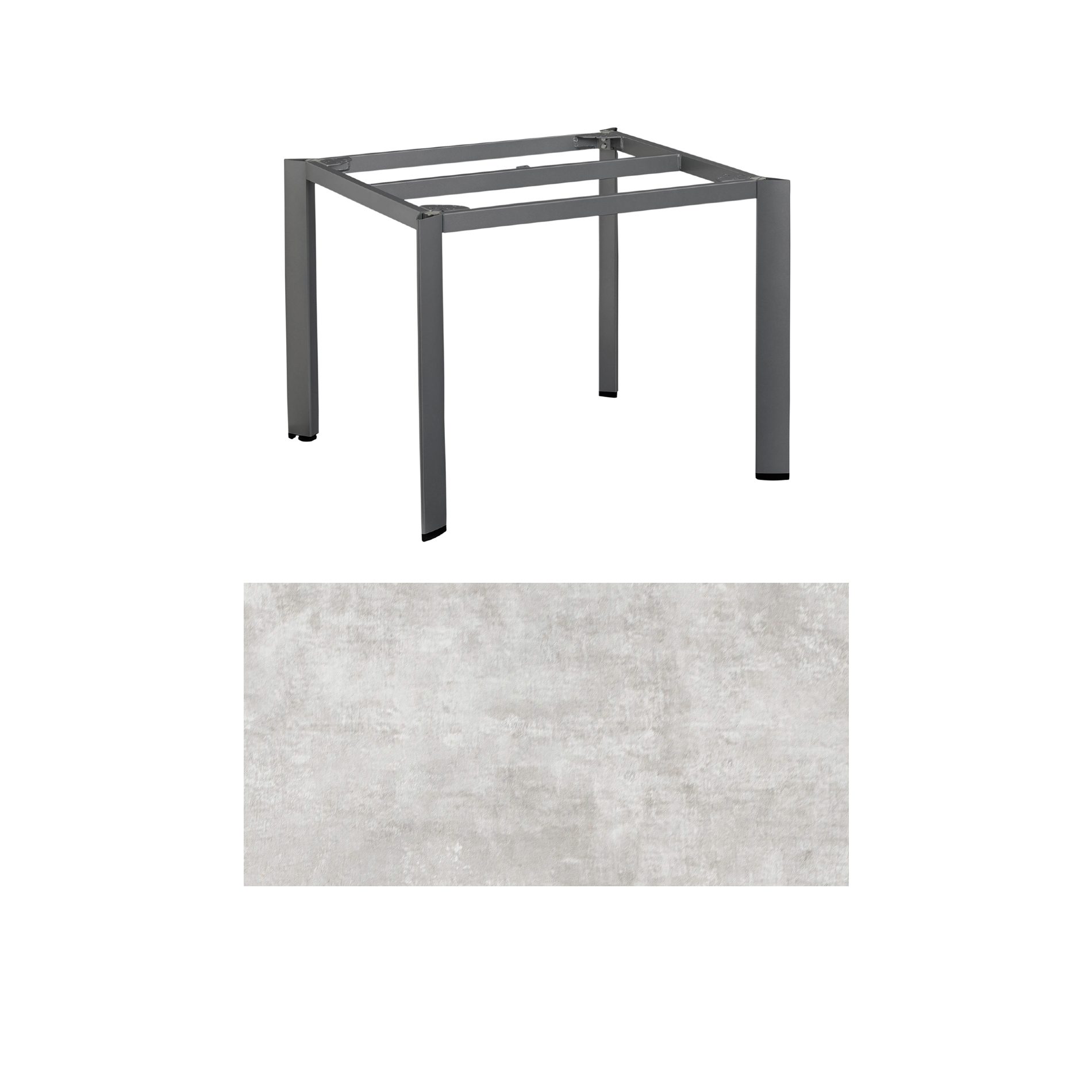 Kettler "Edge" Gartentisch, Gestell Aluminium anthrazit, Tischplatte HPL hellgrau meliert, 95x95 cm