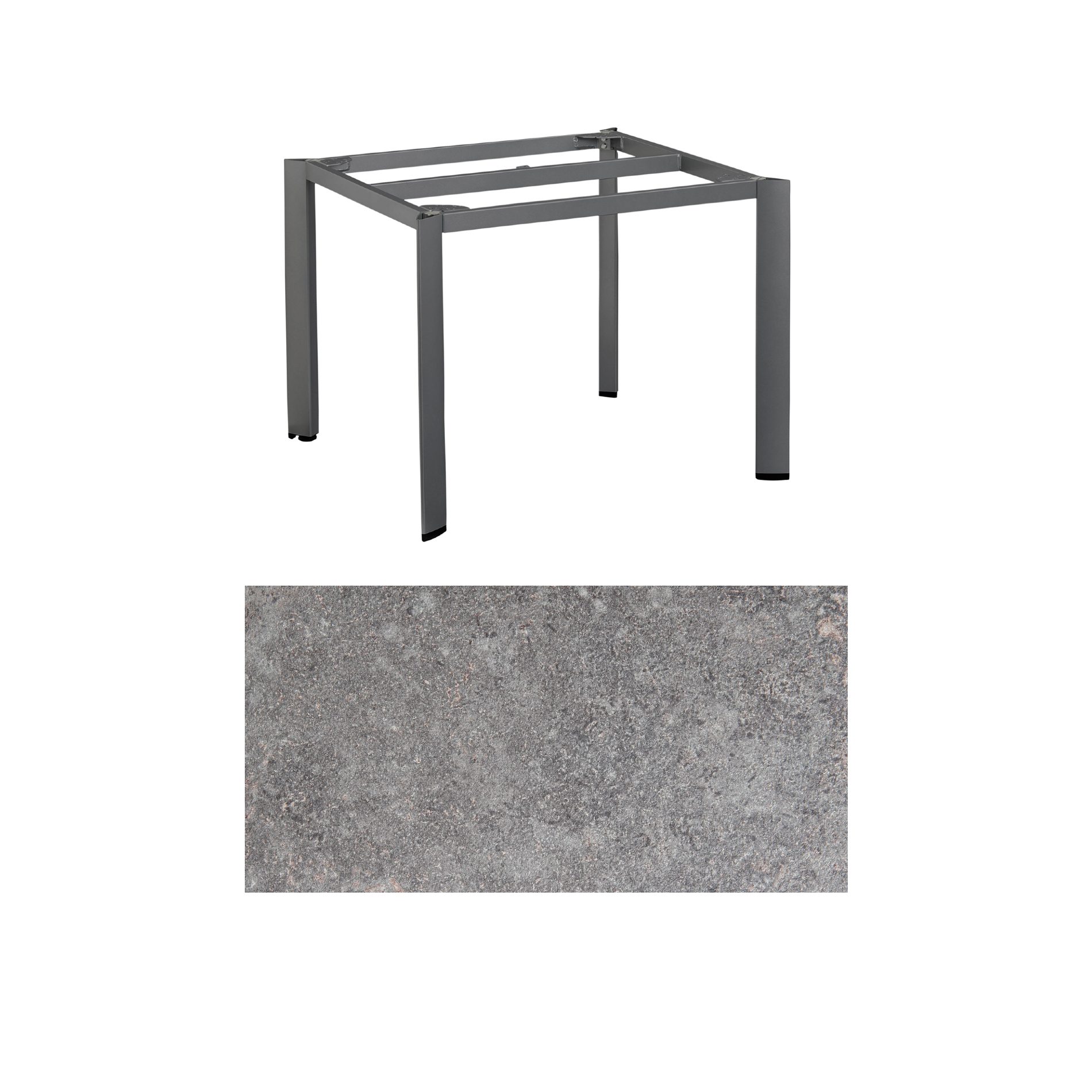 Kettler "Edge" Gartentisch, Gestell Aluminium anthrazit, Tischplatte HPL Kalksandstein, 95x95 cm