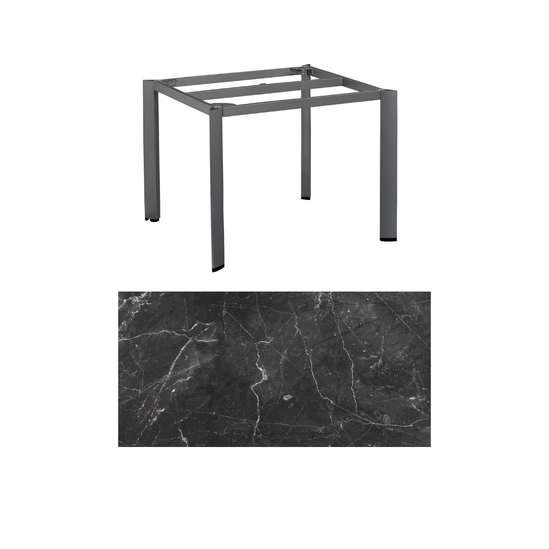 Kettler "Edge" Gartentisch, Gestell Aluminium anthrazit, Tischplatte HPL Marmor grau, 95x95 cm