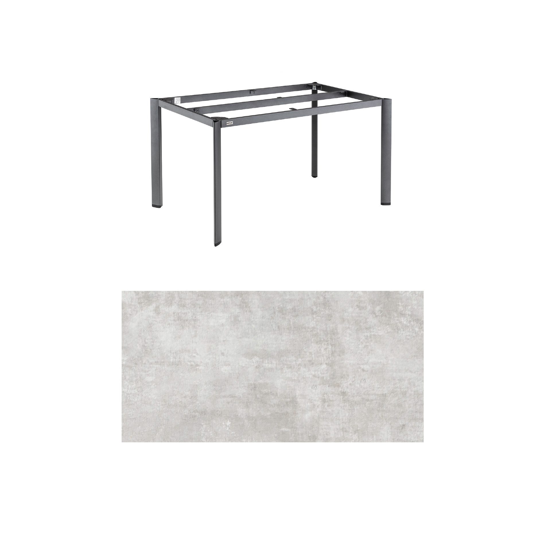 Kettler "Edge" Gartentisch, Gestell Aluminium anthrazit, Tischplatte HPL hellgrau meliert, 140x70 cm
