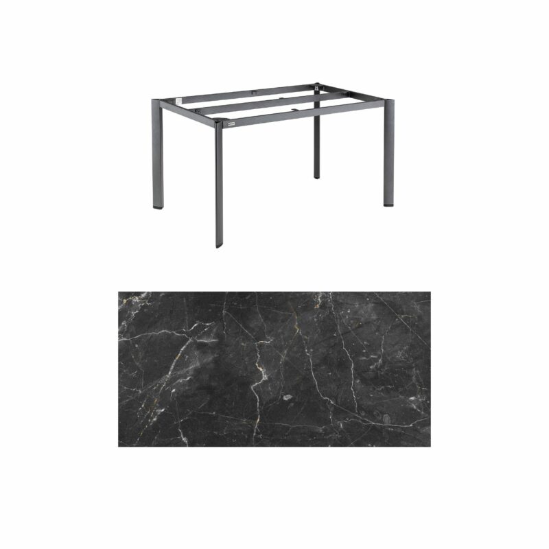 Kettler "Edge" Gartentisch, Gestell Aluminium anthrazit, Tischplatte HPL Marmor grau, 140x70 cm