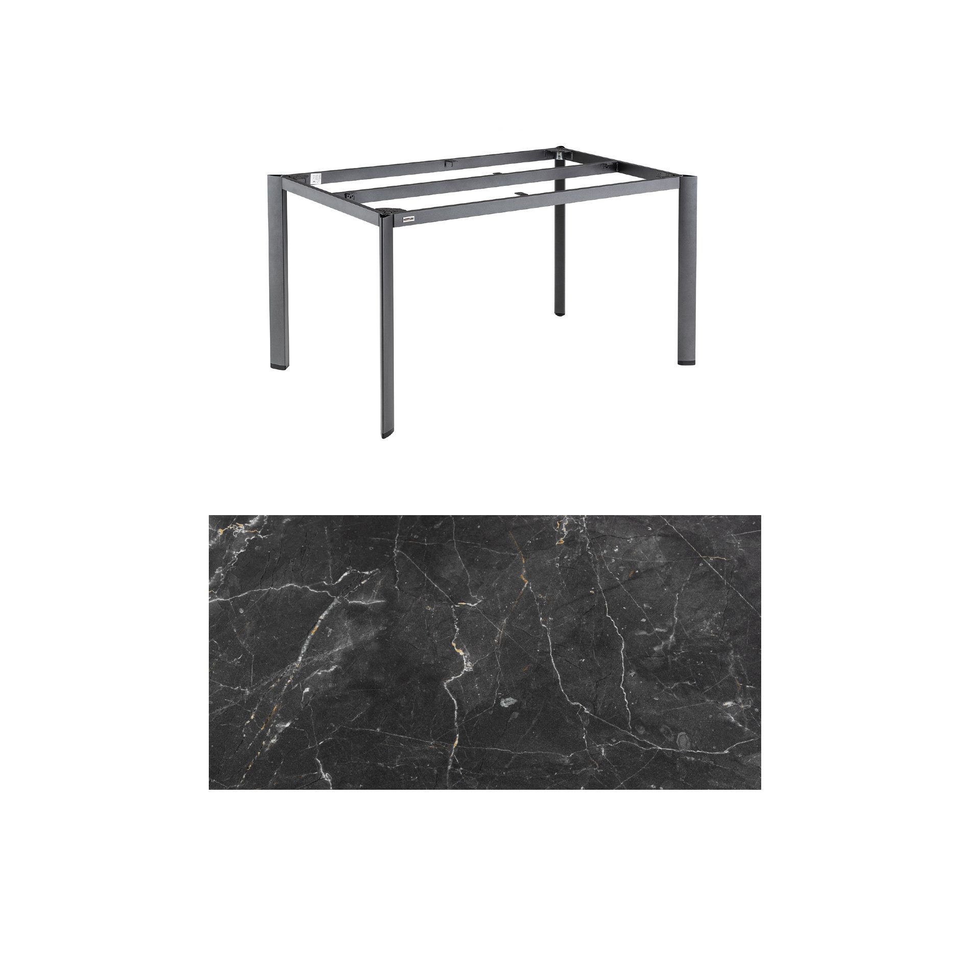 Kettler "Edge" Gartentisch, Gestell Aluminium anthrazit, Tischplatte HPL Marmor grau, 140x70 cm