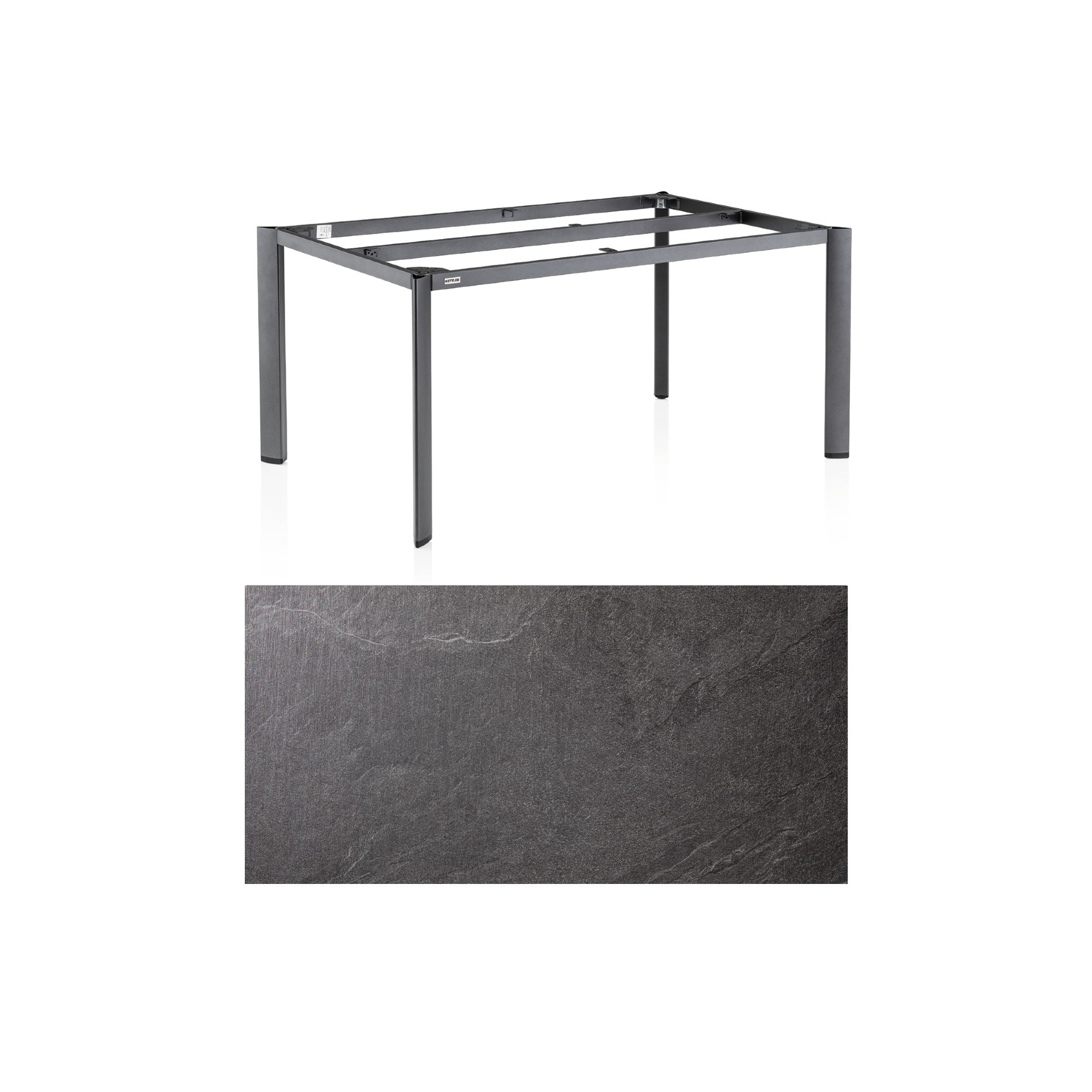 Kettler "Edge" Gartentisch, Gestell Aluminium anthrazit, Tischplatte HPL Jura anthrazit, 160x95 cm