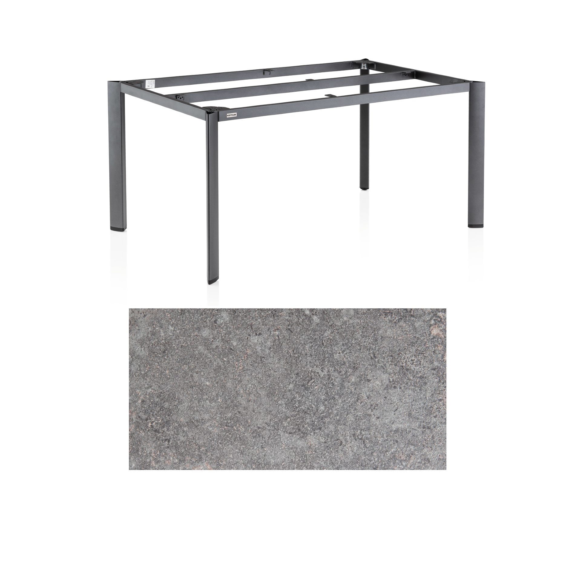 Kettler "Edge" Gartentisch, Gestell Aluminium anthrazit, Tischplatte HPL Kalksandstein, 180x95 cm