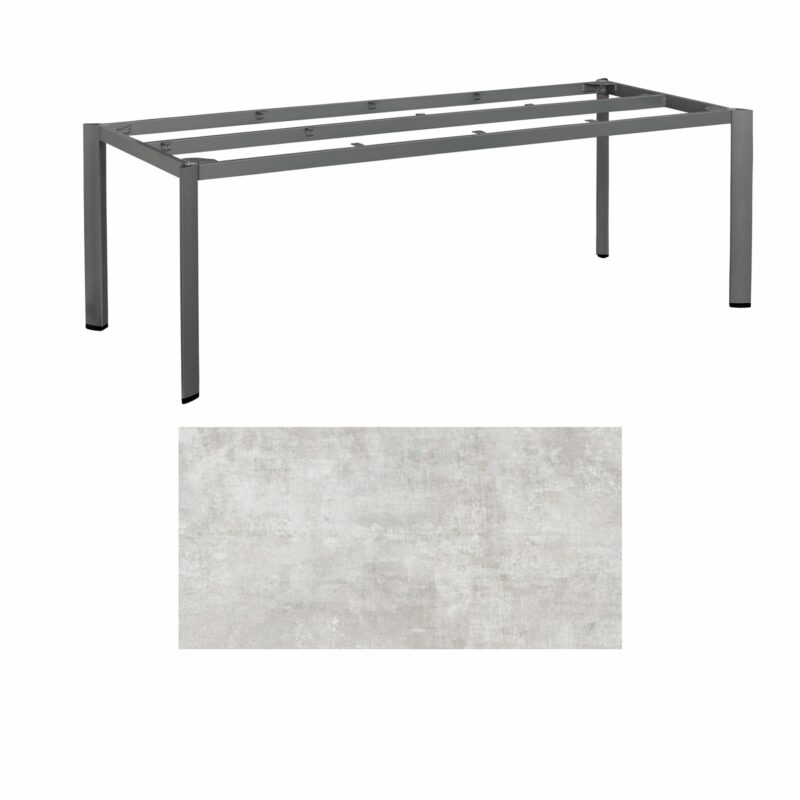 Kettler "Edge" Gartentisch, Gestell Aluminium anthrazit, Tischplatte HPL hellgrau meliert, 220x95 cm