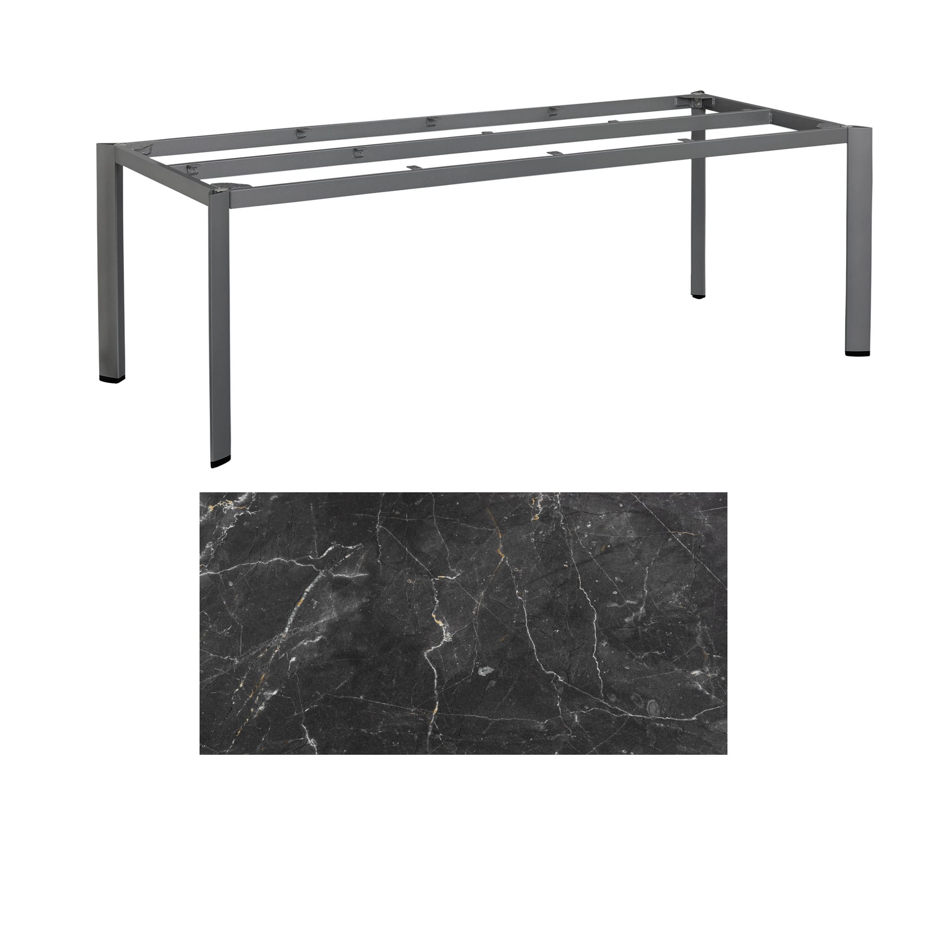 Kettler "Edge" Gartentisch, Gestell Aluminium anthrazit, Tischplatte HPL Marmor grau, 220x95 cm