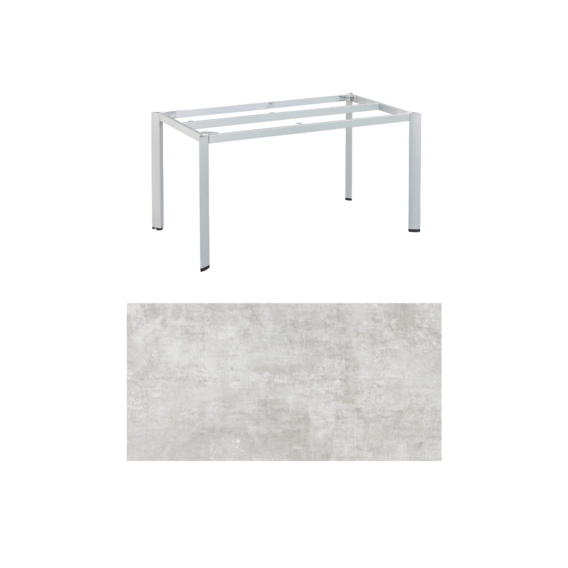 Kettler "Edge" Gartentisch, Gestell Aluminium silber, Tischplatte HPL hellgrau meliert, 140x70 cm