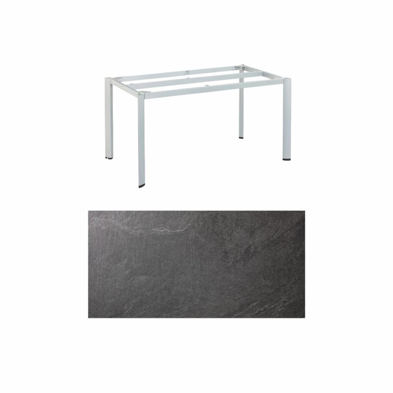 Kettler "Edge" Gartentisch, Gestell Aluminium silber, Tischplatte HPL Jura anthrazit, 140x70 cm
