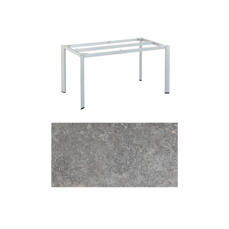 Kettler "Edge" Gartentisch, Gestell Aluminium silber, Tischplatte HPL Kalksandstein, 140x70 cm