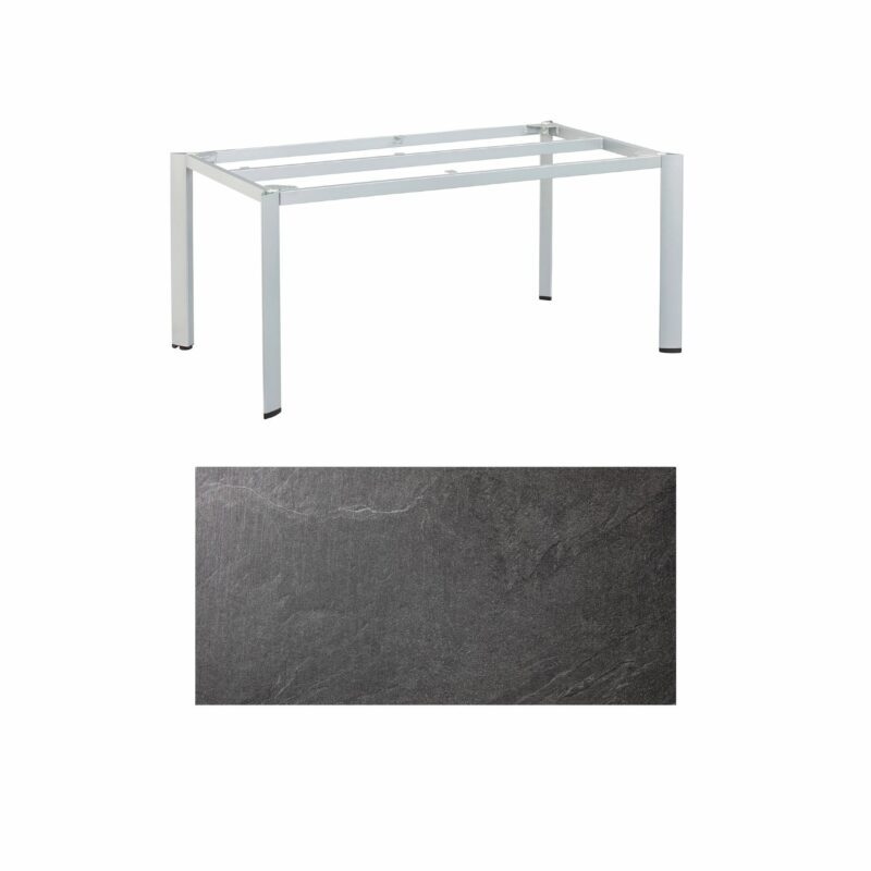 Kettler "Edge" Gartentisch, Gestell Aluminium silber, Tischplatte HPL Jura anthrazit, 160x95 cm