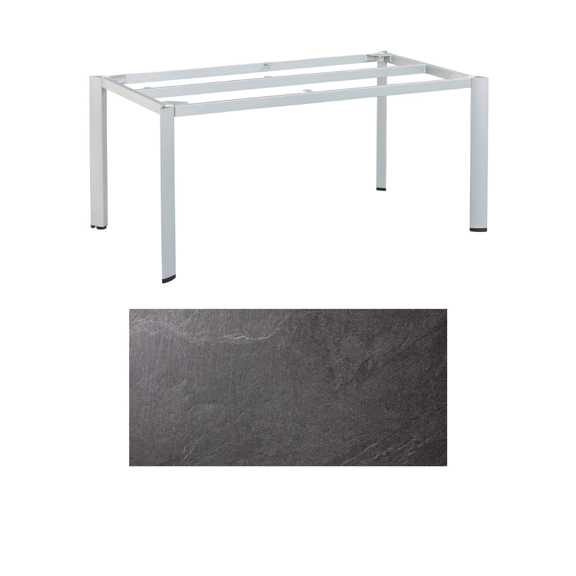 Kettler "Edge" Gartentisch, Gestell Aluminium silber, Tischplatte HPL Jura anthrazit, 180x95 cm