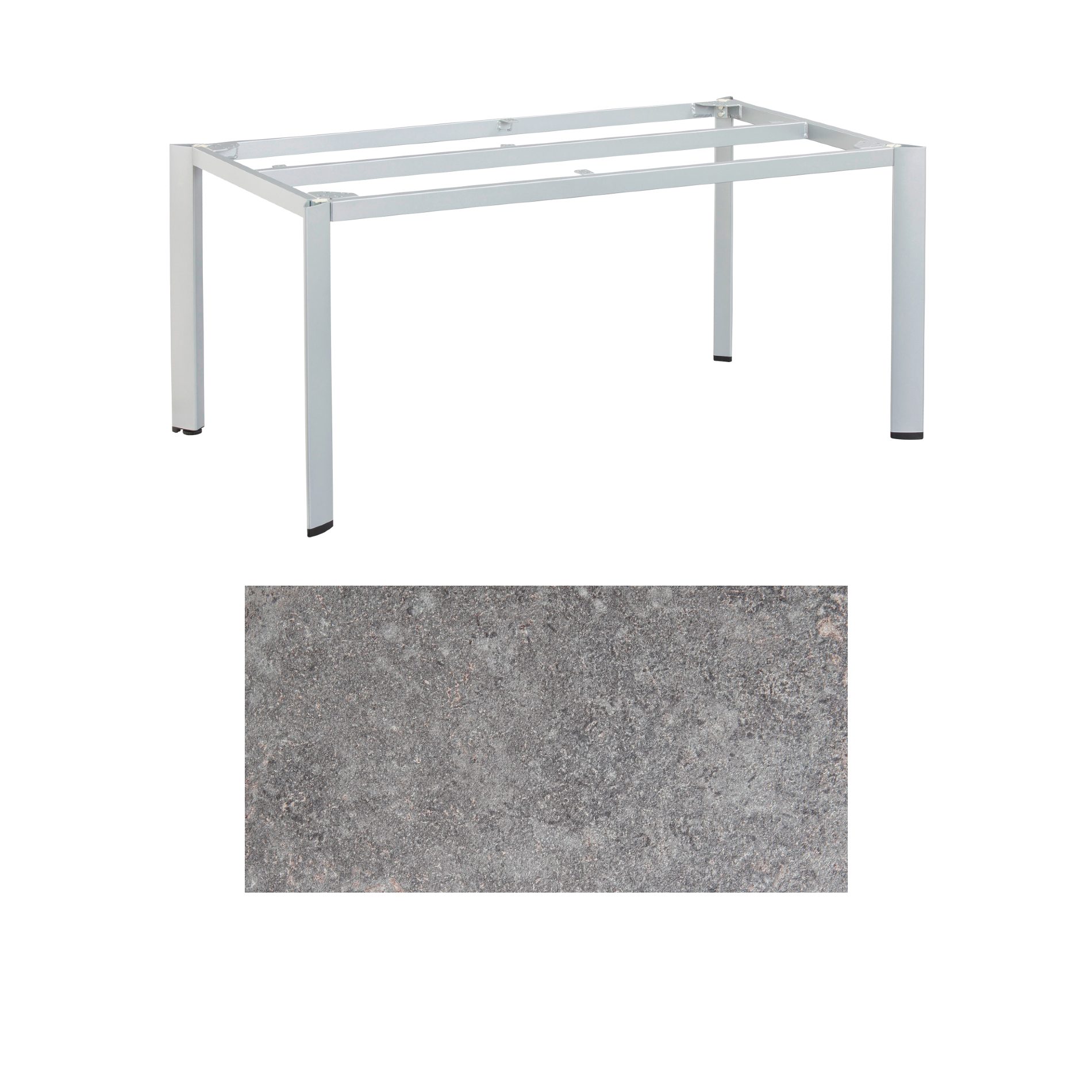 Kettler "Edge" Gartentisch, Gestell Aluminium silber, Tischplatte HPL Kalksandstein, 180x95 cm
