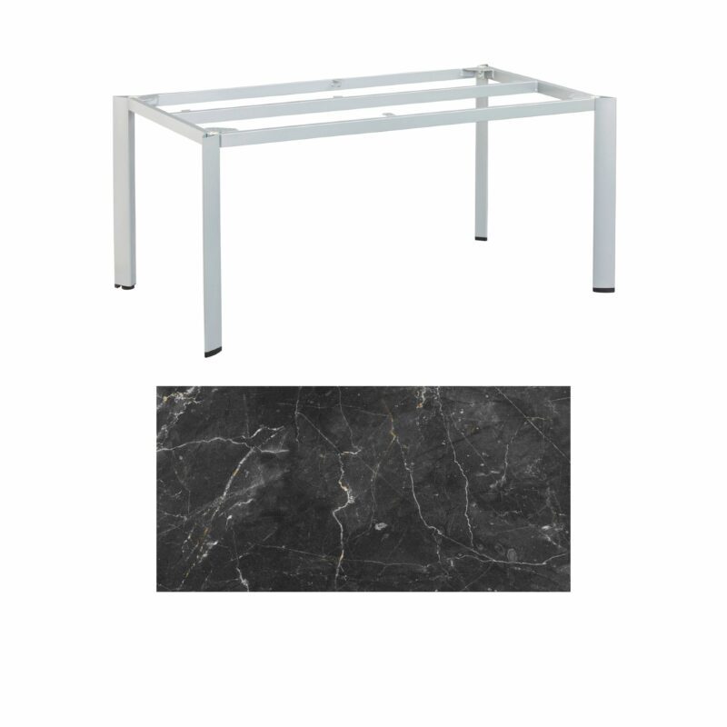 Kettler "Edge" Gartentisch, Gestell Aluminium silber, Tischplatte HPL Marmor grau, 180x95 cm