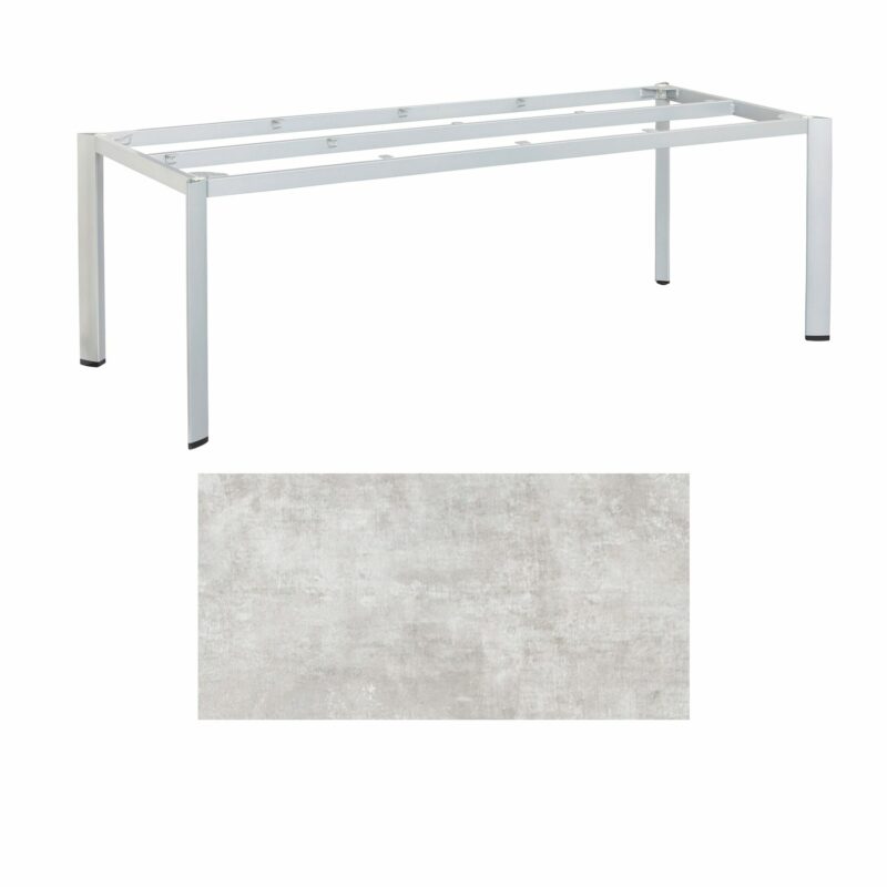 Kettler "Edge" Gartentisch, Gestell Aluminium silber, Tischplatte HPL hellgrau meliert, 220x95 cm