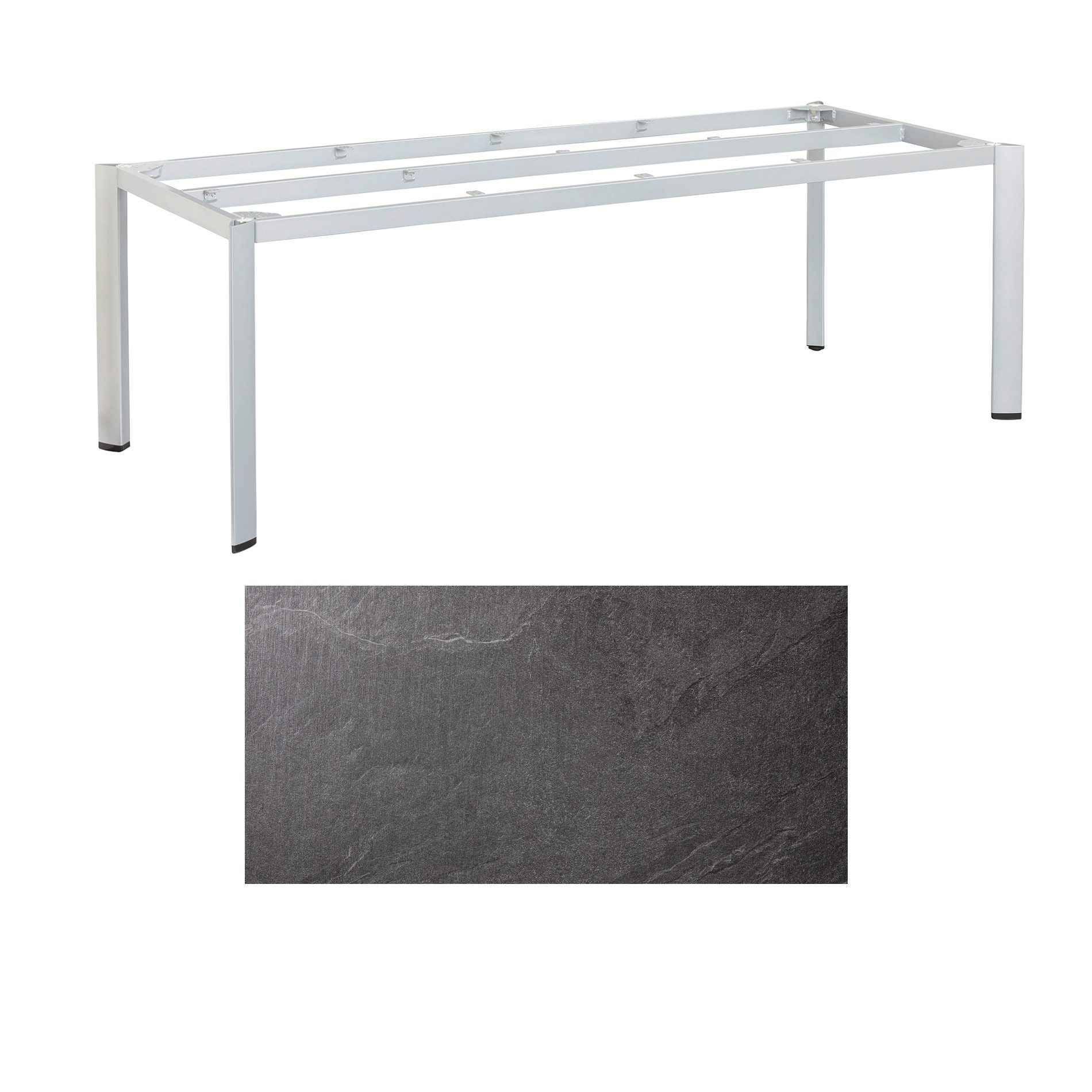 Kettler "Edge" Gartentisch, Gestell Aluminium silber, Tischplatte HPL Jura anthrazit, 220x95 cm