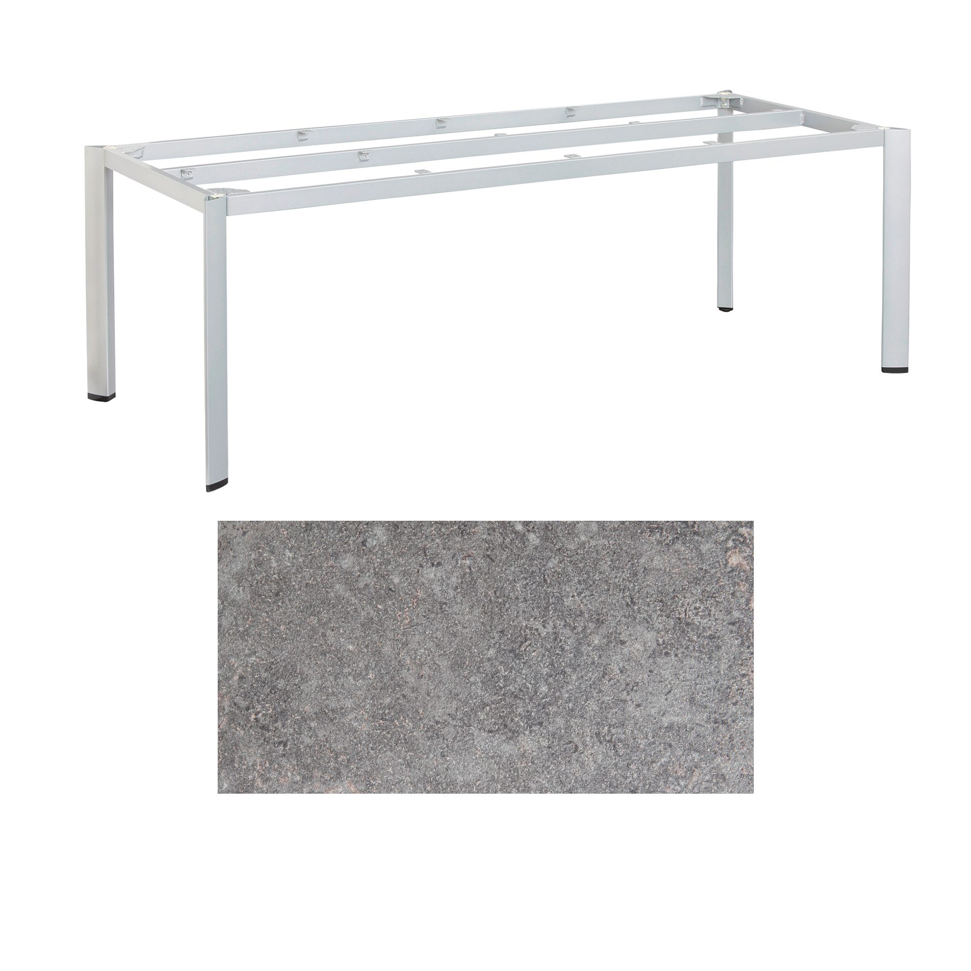 Kettler "Edge" Gartentisch, Gestell Aluminium silber, Tischplatte HPL Kalksandstein, 220x95 cm