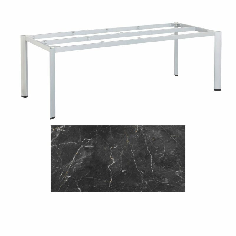 Kettler "Edge" Gartentisch, Gestell Aluminium silber, Tischplatte HPL Marmor grau, 220x95 cm