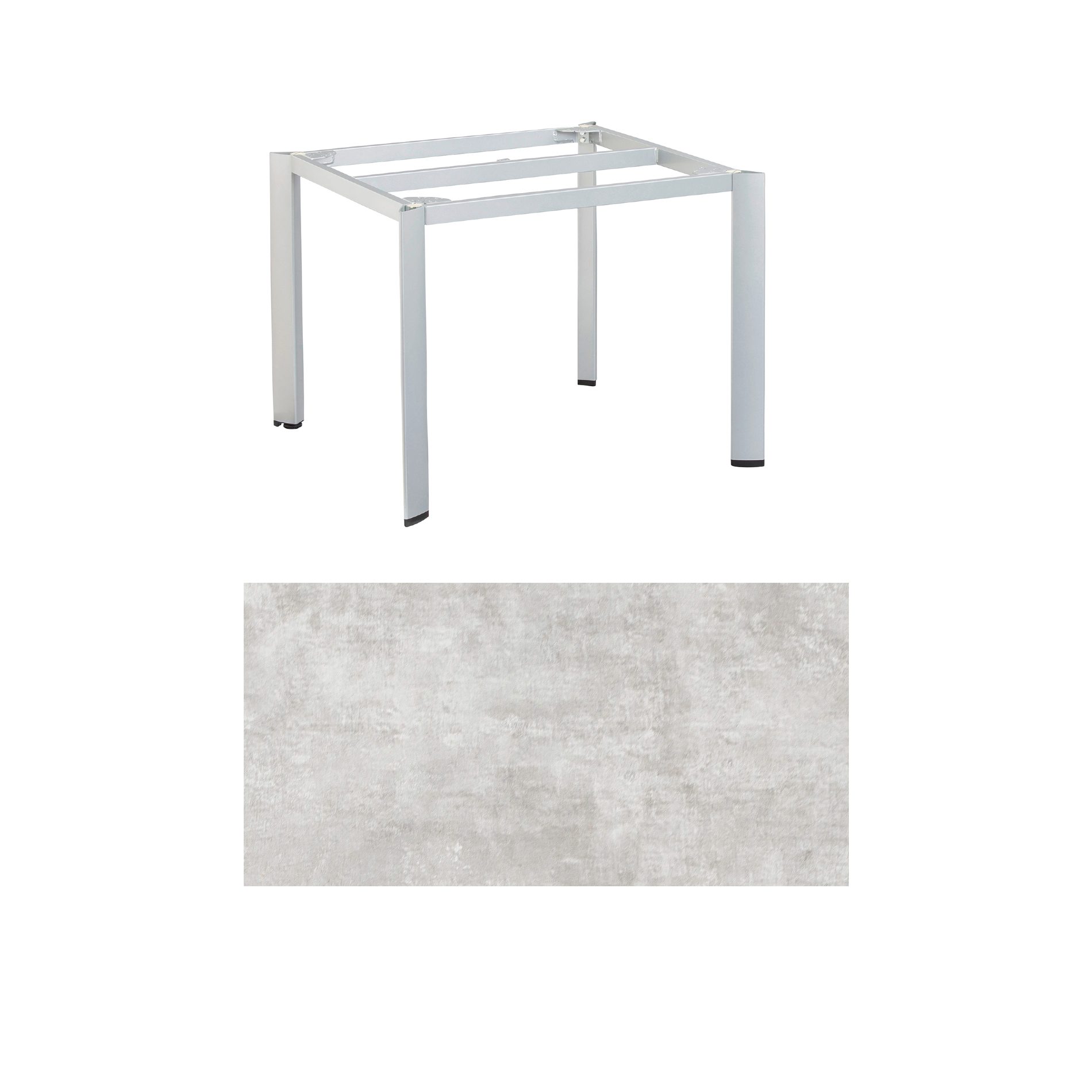 Kettler "Edge" Gartentisch, Gestell Aluminium silber, Tischplatte HPL hellgrau meliert, 95x95 cm