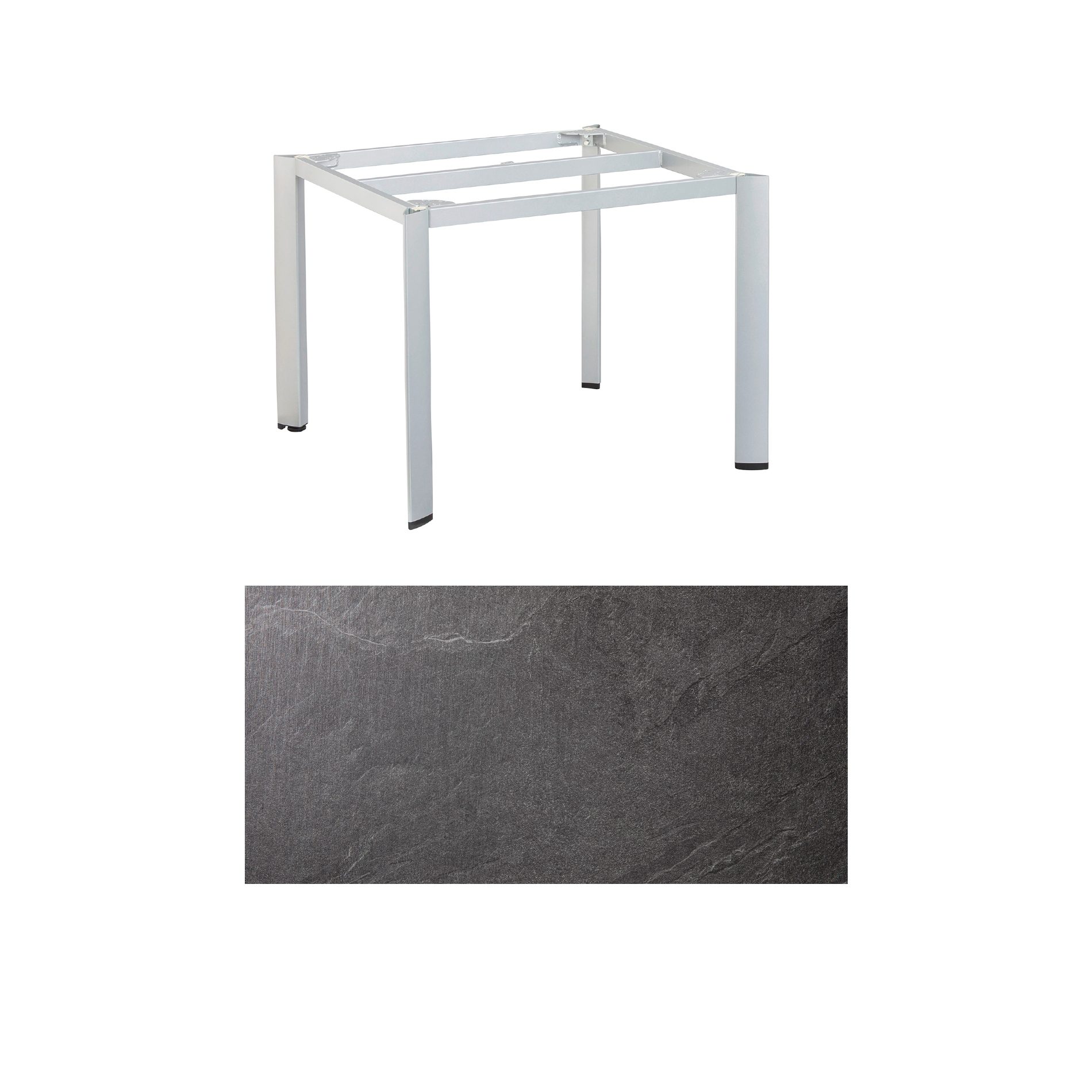 Kettler "Edge" Gartentisch, Gestell Aluminium silber, Tischplatte HPL Jura anthrazit, 95x95 cm