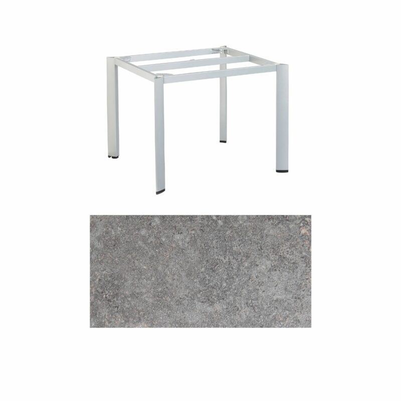 Kettler "Edge" Gartentisch, Gestell Aluminium silber, Tischplatte HPL Kalksandstein, 95x95 cm