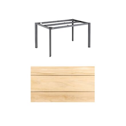 Kettler "Edge" Gartentisch, Tischgestell 140x70cm, Alu anthrazit, mit Tischplatte Teak