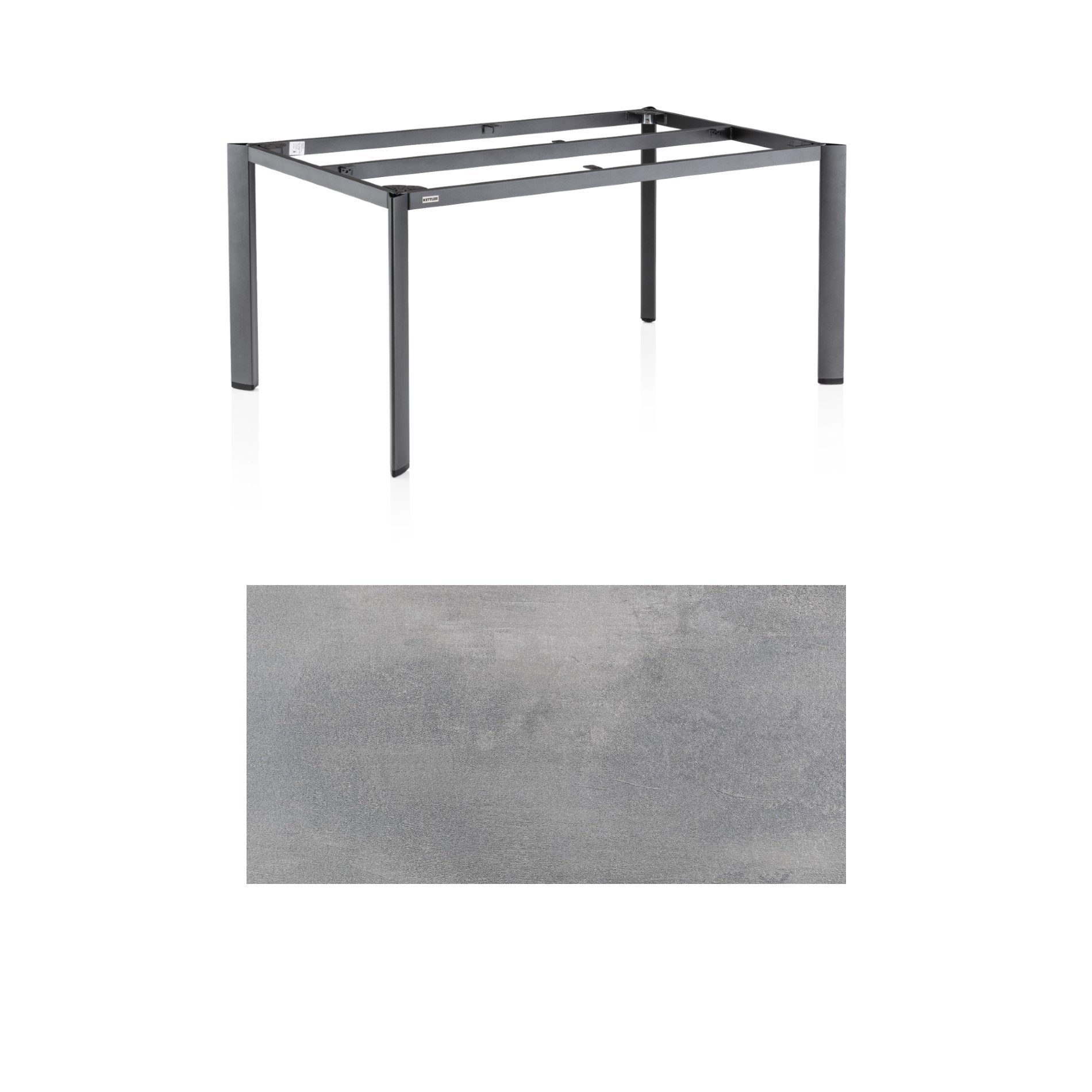 Kettler "Edge" Gartentisch, Gestell Aluminium anthrazit, Tischplatte HPL silber-grau, 160x95 cm