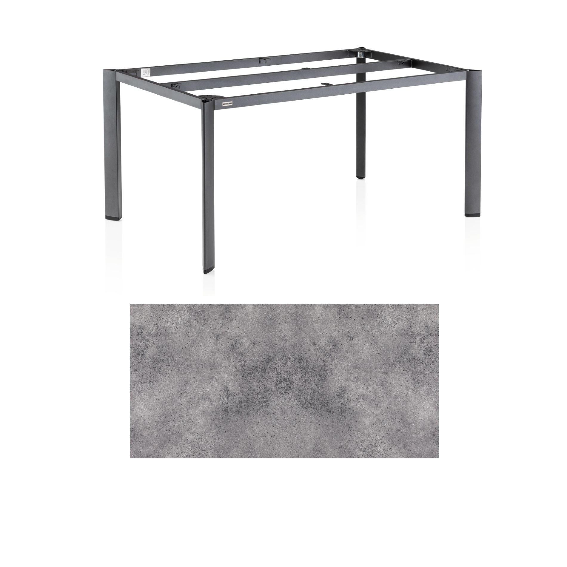 Kettler "Edge" Gartentisch, Gestell Aluminium anthrazit, Tischplatte HPL anthrazit, 180x95 cm