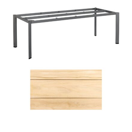 Kettler "Edge" Gartentisch, Tischgestell 220x95cm, Alu anthrazit, mit Tischplatte Teak