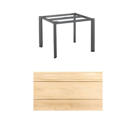 Kettler "Edge" Gartentisch, Tischgestell 95x95cm, Alu anthrazit, mit Tischplatte Teak
