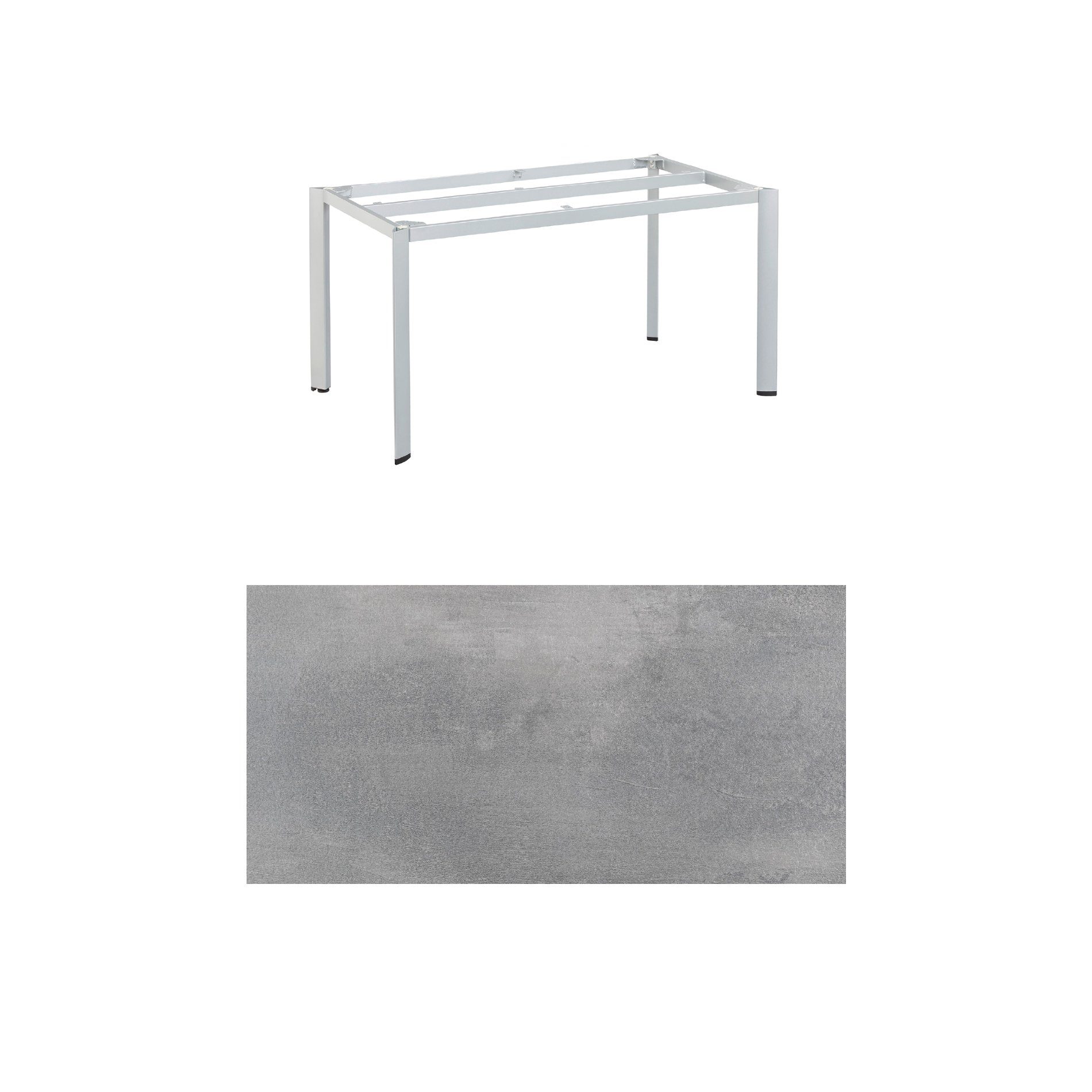 Kettler "Edge" Gartentisch, Gestell Aluminium silber, Tischplatte HPL silber-grau, 140x70 cm
