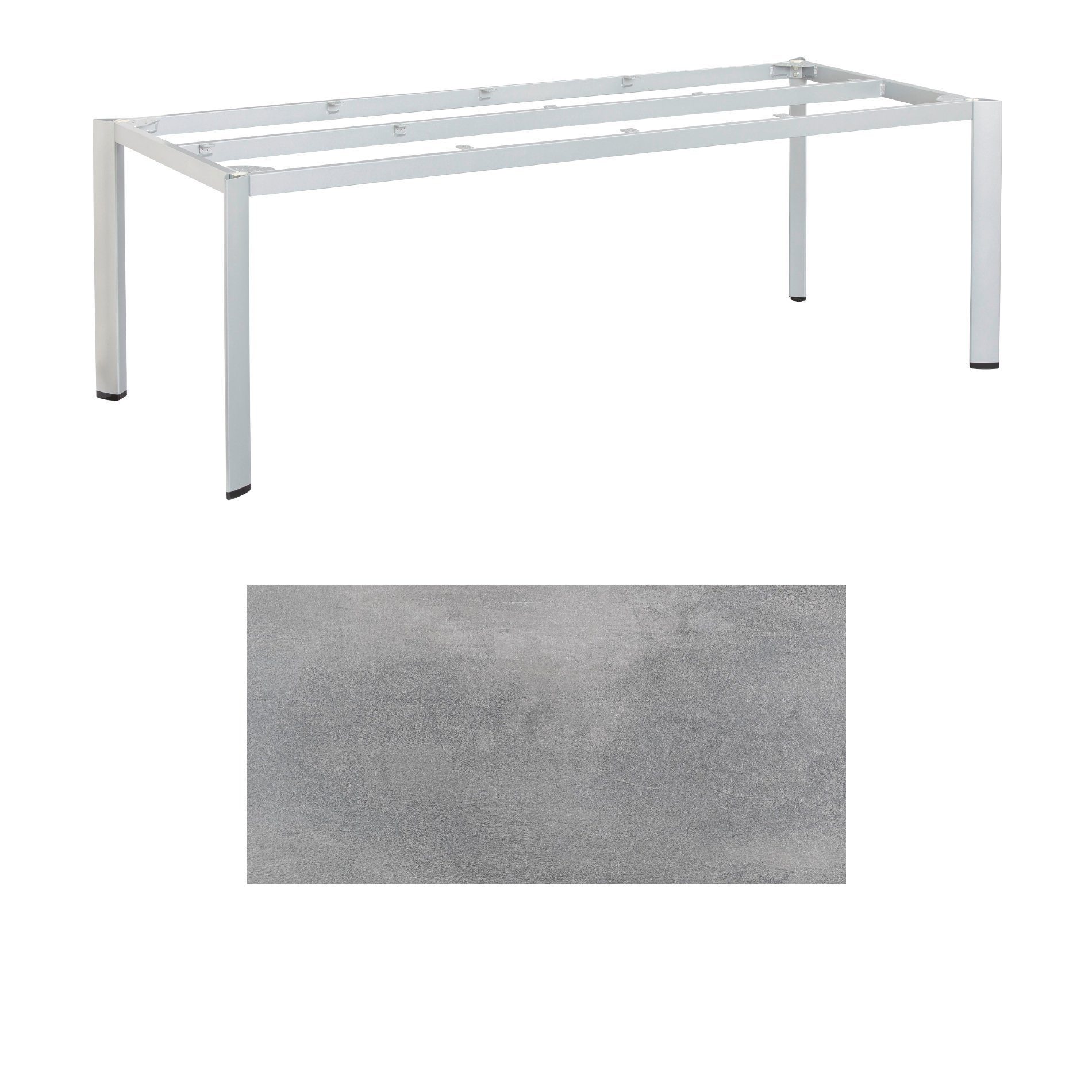 Kettler "Edge" Gartentisch, Gestell Aluminium silber, Tischplatte HPL silber-grau, 220x95 cm