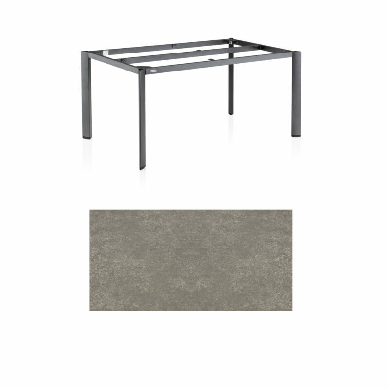 Kettler "Edge" Gartentisch, Tischgestell 160x95cm, Aluminium eisengrau, mit Tischplatte Keramik grau-taupe