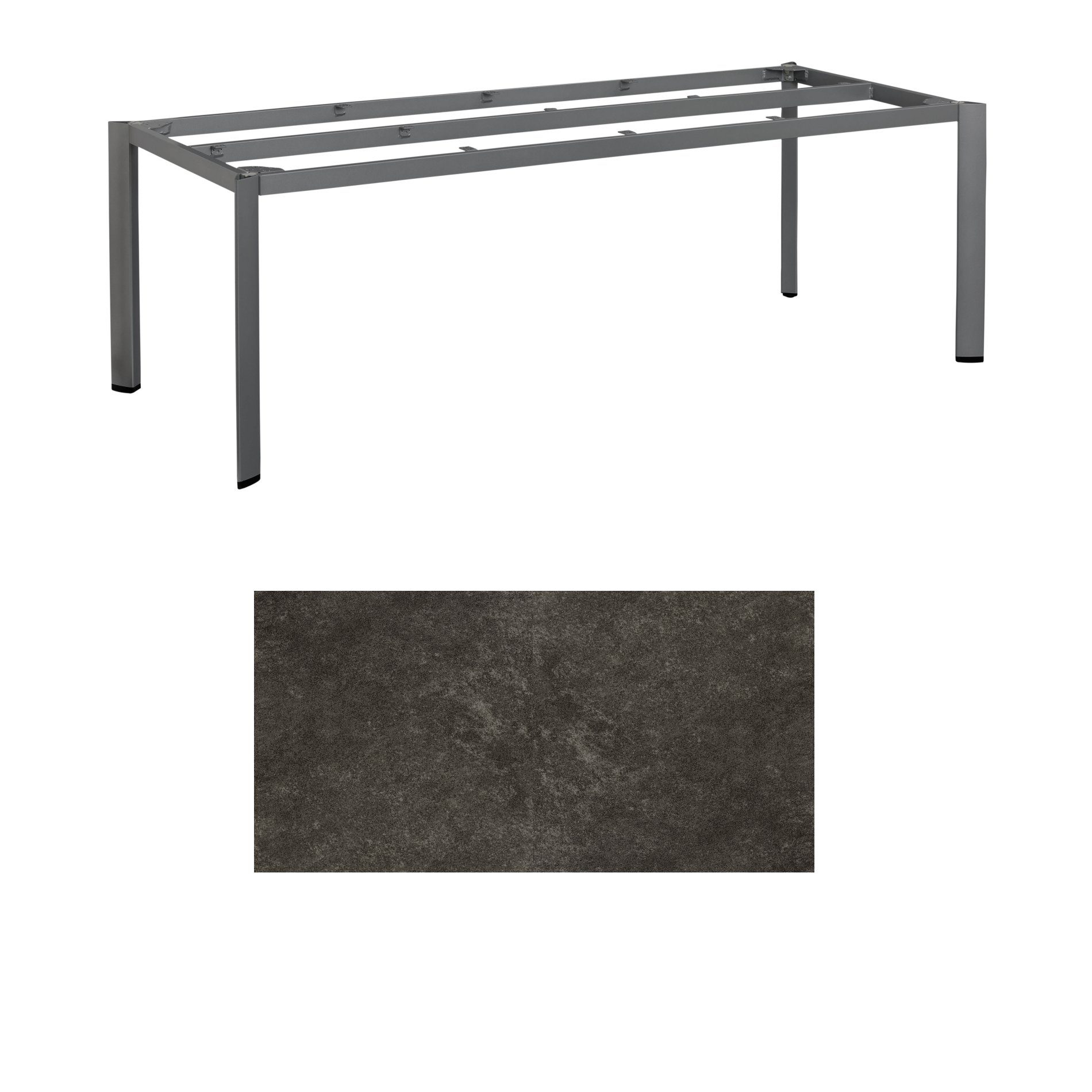 Kettler Gartentisch, Tischgestell 220x95cm "Edge", Aluminium eisengrau, mit Tischplatte Keramik anthrazit