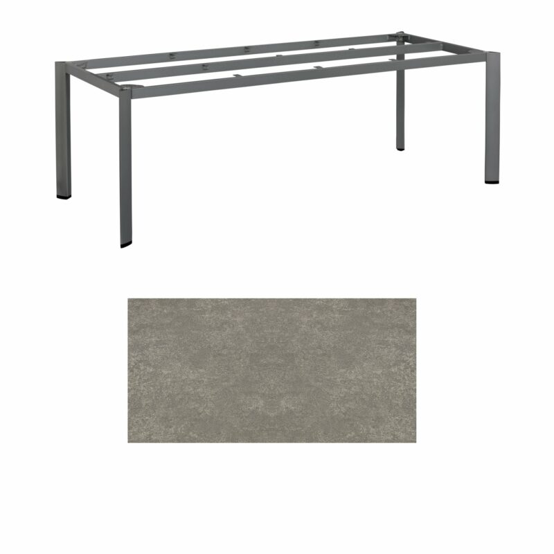 Kettler "Edge" Gartentisch, Tischgestell 220x95cm, Aluminium eisengrau, mit Tischplatte Keramik grau-taupe