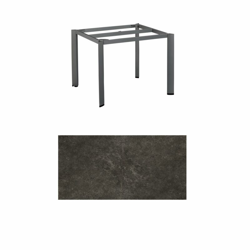 Kettler "Edge" Gartentisch, Tischgestell 95x95cm, Aluminium eisengrau, mit Tischplatte Keramik anthrazit