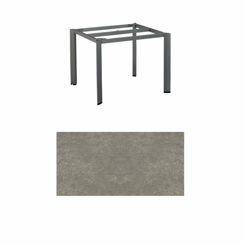 Kettler "Edge" Gartentisch, Tischgestell 95x95cm, Aluminium anthrazit, mit Tischplatte Keramik grau-taupe