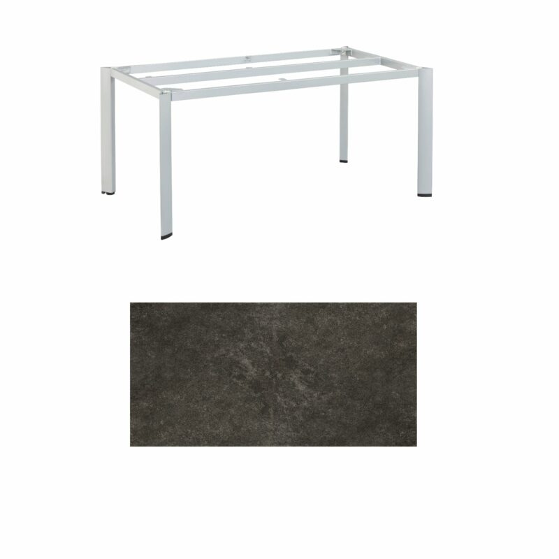 Kettler "Edge" Gartentisch, Tischgestell 160x95cm, Aluminium silber, mit Tischplatte Keramik anthrazit
